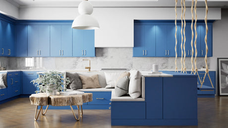 Broadway Cobalt ( MDF | Compressed [ Frameless • Satin • Laminated ] - 10' X 10' Kitchen Cabinet ) | Assembled In USA
