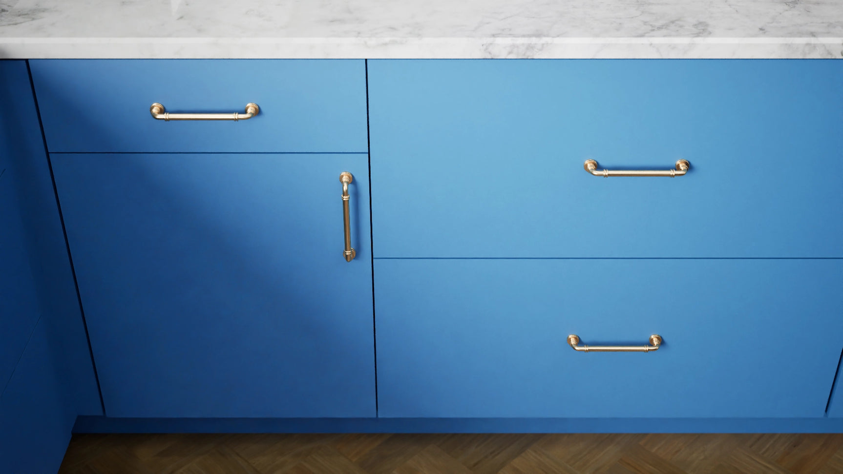 Broadway Cobalt ( MDF | Compressed [ Frameless • Satin • Laminated ] - 10' X 10' Kitchen Cabinet ) | Assembled In USA