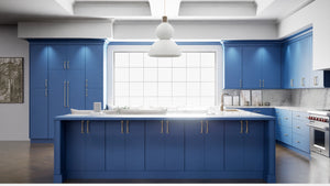 Broadway Cobalt ( MDF | Compressed [ Frameless • Satin • Laminated ] - 10' X 10' Kitchen Cabinet ) | Assembled In USA