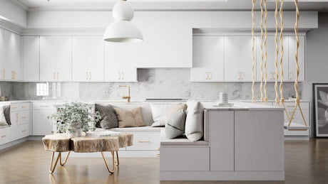 Broadway Cotton ( MDF | Compressed [ Frameless • Satin • Laminated ] - 10' X 10' Kitchen Cabinet ) | Assembled In USA