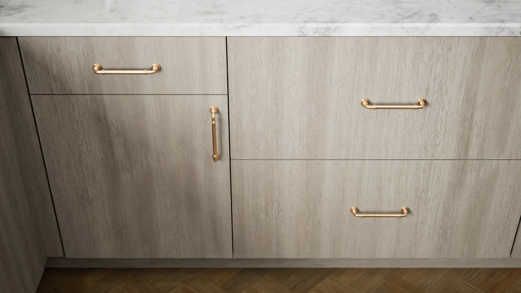 Broadway Driftwood ( MDF | Compressed [ Frameless • Textured • Laminated ] - 10' X 10' Kitchen Cabinet ) | Assembled In USA
