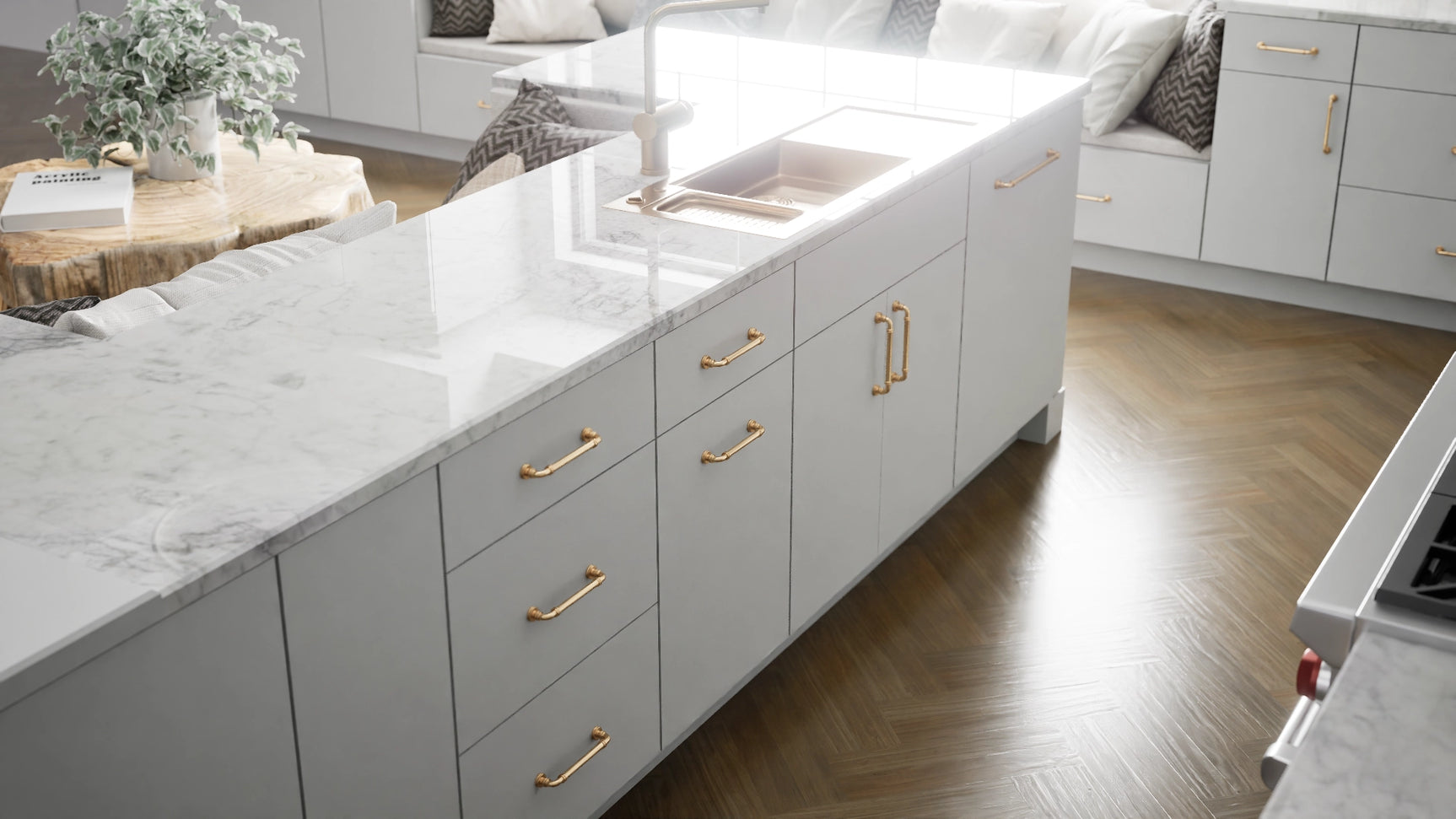 Broadway Silk ( MDF | Compressed [ Frameless • Satin • Laminated ] - 10' X 10' Kitchen Cabinet ) | Assembled In USA