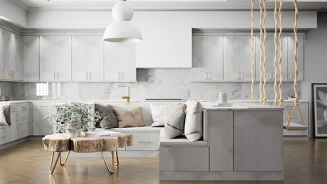 Broadway Silver ( MDF | Compressed [ Frameless • Textured • Laminated ] - 10' X 10' Kitchen Cabinet ) | Assembled In USA