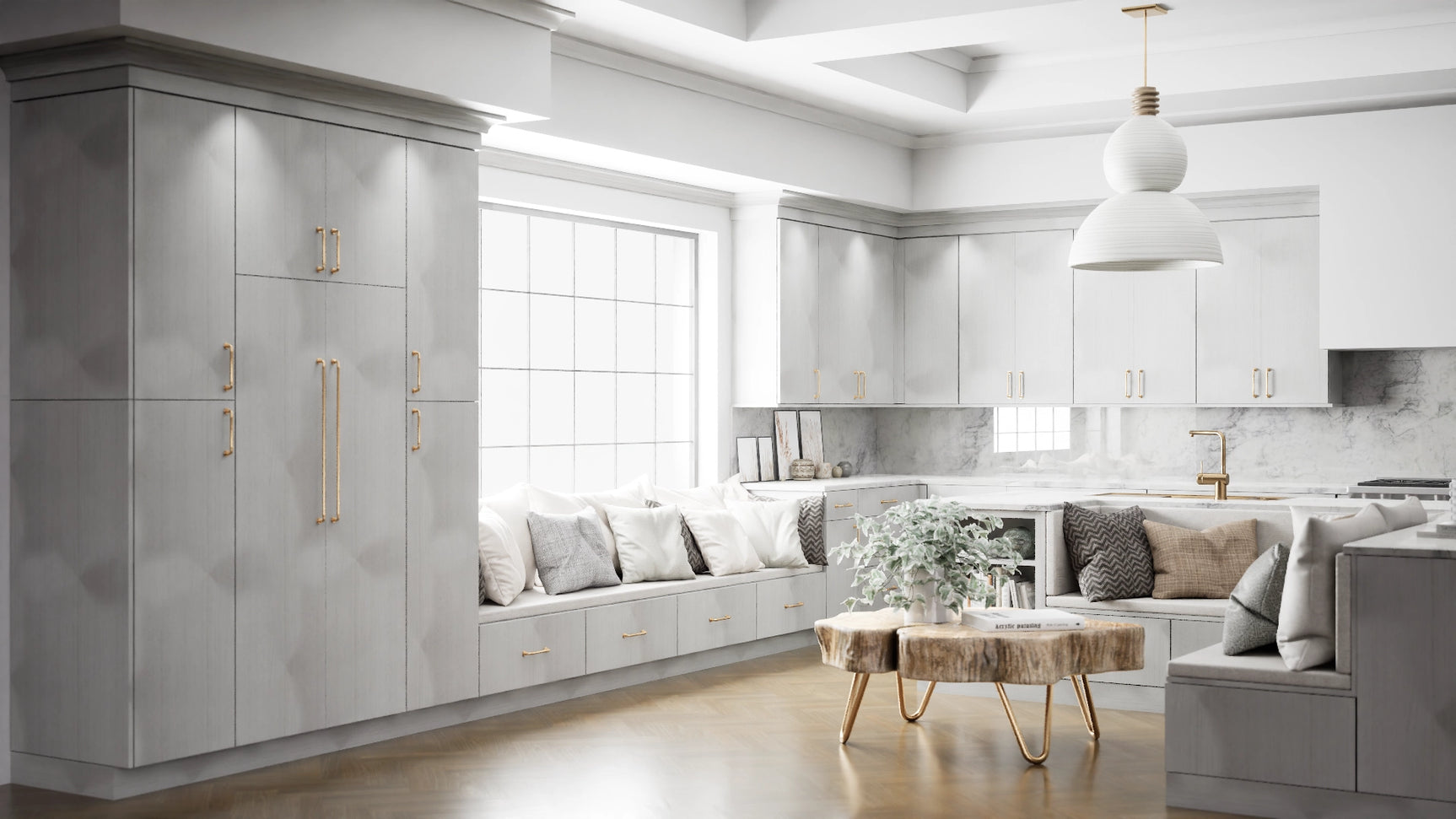 Broadway Silver ( MDF | Compressed [ Frameless • Textured • Laminated ] - 10' X 10' Kitchen Cabinet ) | Assembled In USA
