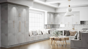 Broadway Silver ( MDF | Compressed [ Frameless • Textured • Laminated ] - 10' X 10' Kitchen Cabinet ) | Assembled In USA