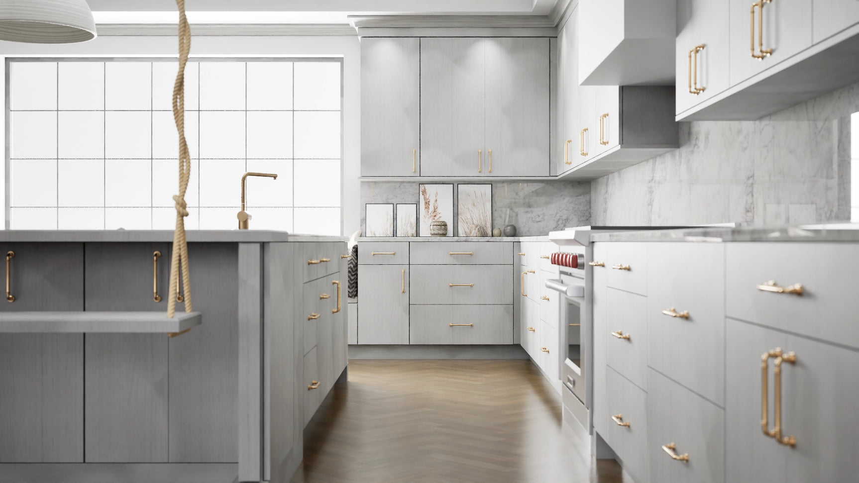 Broadway Silver ( MDF | Compressed [ Frameless • Textured • Laminated ] - 10' X 10' Kitchen Cabinet ) | Assembled In USA