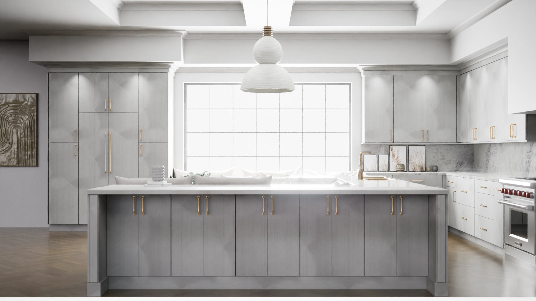 Broadway Silver ( MDF | Compressed [ Frameless • Textured • Laminated ] - 10' X 10' Kitchen Cabinet ) | Assembled In USA