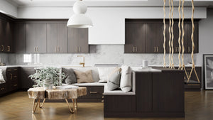 Broadway Walnut ( MDF | Compressed [ Frameless • Textured • Laminated ] - 10' X 10' Kitchen Cabinet ) | Assembled In USA
