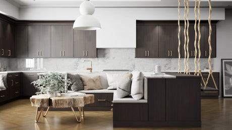 Broadway Walnut ( MDF | Compressed [ Frameless • Textured • Laminated ] - 10' X 10' Kitchen Cabinet ) | Assembled In USA