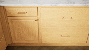 Country Oak ( Red Oak | Plain Cut [ Partial Overlay • Satin • Stained ] - 10' X 10' Kitchen Cabinet ) | Assembled In USA