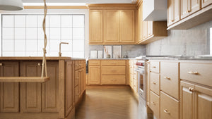 Country Oak ( Red Oak | Plain Cut [ Partial Overlay • Satin • Stained ] - 10' X 10' Kitchen Cabinet ) | Assembled In USA