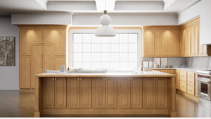 Country Oak ( Red Oak | Plain Cut [ Partial Overlay • Satin • Stained ] - 10' X 10' Kitchen Cabinet ) | Assembled In USA