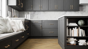 Elegant Black ( Maple | Plain Cut [ Full Overlay • Satin • Painted ] - 10' X 10' Kitchen Cabinet ) | Assembled In USA