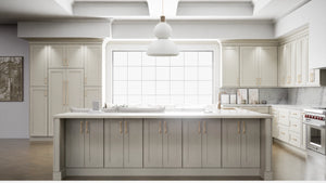 Elegant Linen ( Maple | Plain Cut [ Full Overlay • Satin • Painted ] - 10' X 10' Kitchen Cabinet ) | Assembled In USA