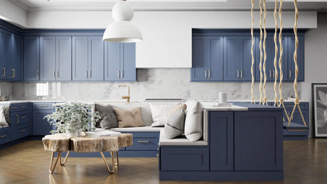 Elegant Ocean ( Maple | Plain Cut [ Full Overlay • Satin • Painted ] - 10' X 10' Kitchen Cabinet ) | Assembled In USA