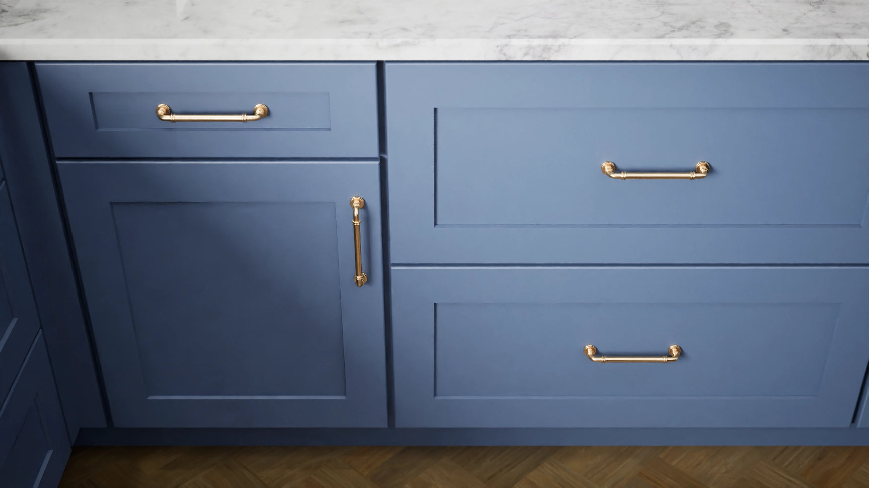 Elegant Ocean ( Maple | Plain Cut [ Full Overlay • Satin • Painted ] - 10' X 10' Kitchen Cabinet ) | Assembled In USA