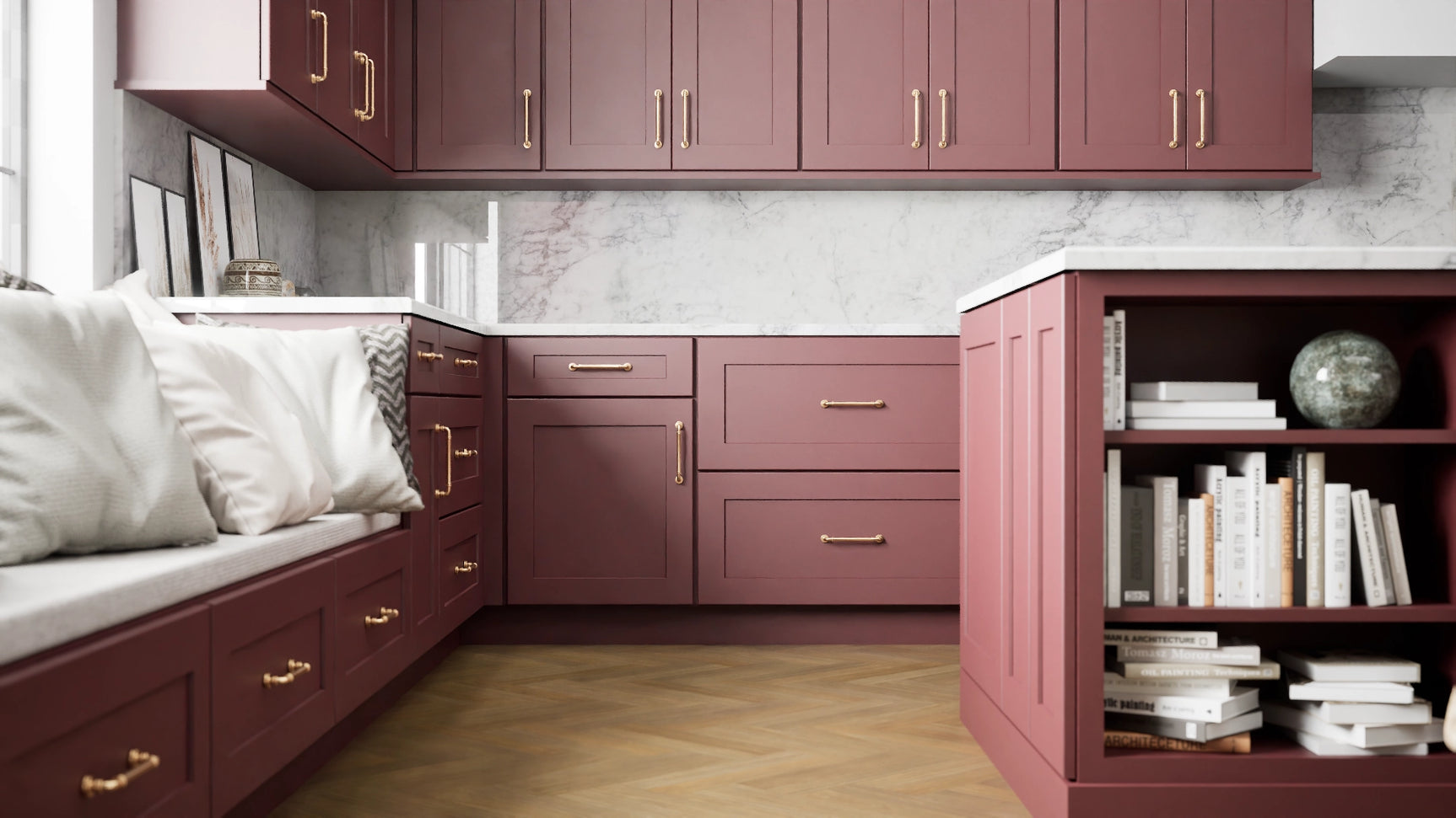 Elegant Rumors ( Maple | Plain Cut [ Full Overlay • Satin • Painted ] - 10' X 10' Kitchen Cabinet ) | Assembled In USA