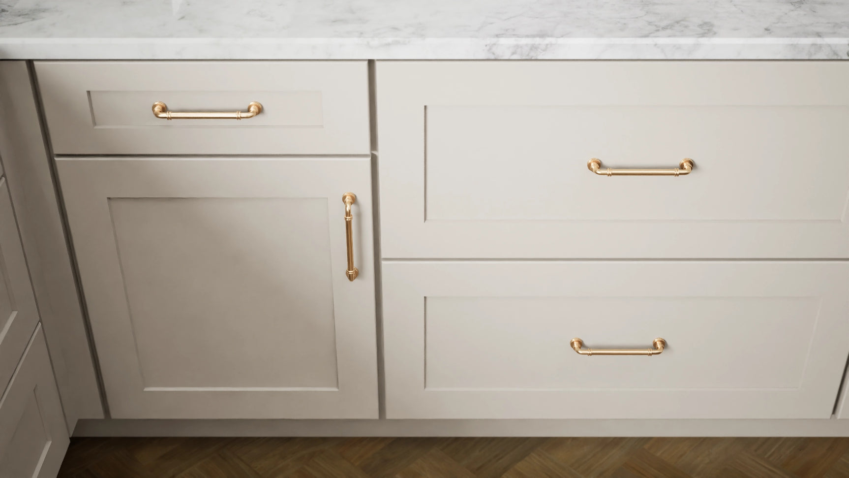 Elegant Sahara ( Maple | Plain Cut [ Full Overlay • Satin • Painted ] - 10' X 10' Kitchen Cabinet ) | Assembled In USA