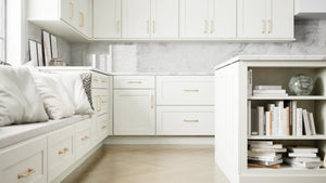 Elegant Sleek White ( Maple | Plain Cut [ Full Overlay • Satin • Painted ] - 10' X 10' Kitchen Cabinet ) | Assembled In USA