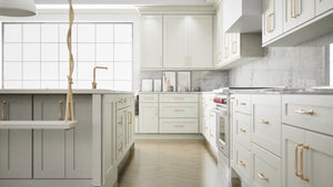 Elegant Sleek White ( Maple | Plain Cut [ Full Overlay • Satin • Painted ] - 10' X 10' Kitchen Cabinet ) | Assembled In USA