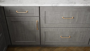 Elegant Smoky Grey ( Maple | Plain Cut [ Full Overlay • Satin • Stained ] - 10' X 10' Kitchen Cabinet ) | Assembled In USA