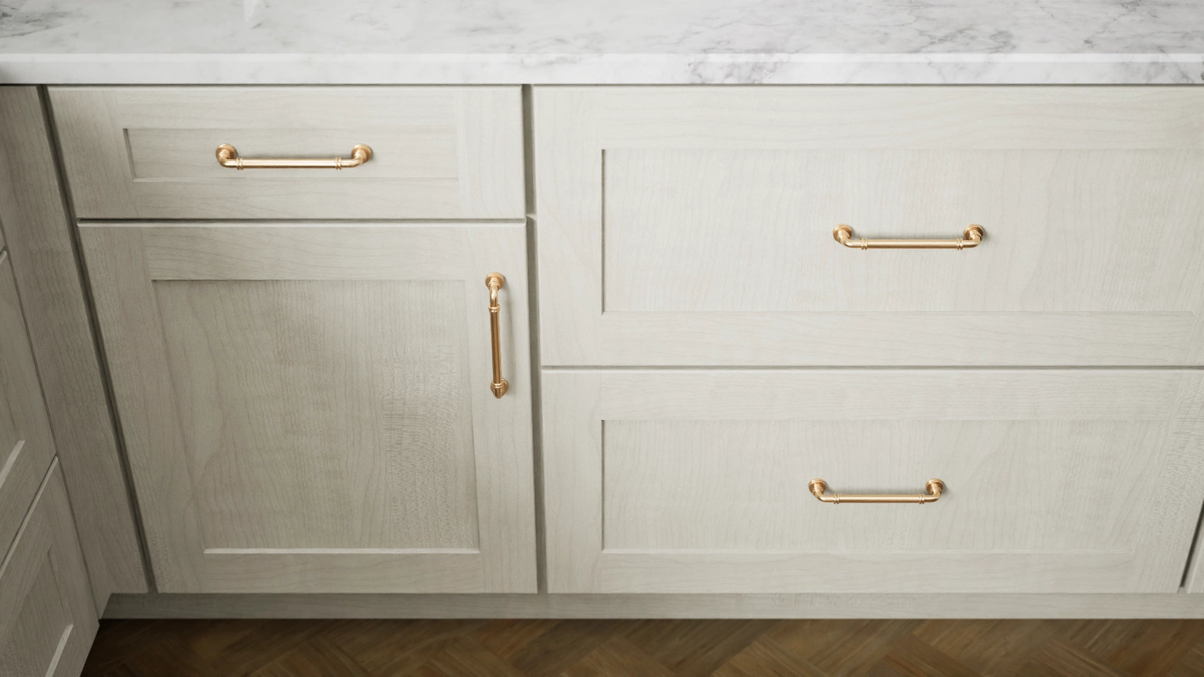 Elegant Stone ( Maple | Plain Cut [ Full Overlay • Satin • Stained ] - 10' X 10' Kitchen Cabinet ) | Assembled In USA