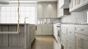 Elegant Stone ( Maple | Plain Cut [ Full Overlay • Satin • Stained ] - 10' X 10' Kitchen Cabinet ) | Assembled In USA