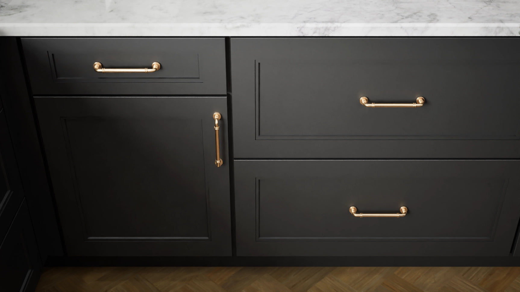 Fashion Black ( Maple | Plain Cut [ Full Overlay • Satin • Painted ] - 10' X 10' Kitchen Cabinet ) | Assembled In USA