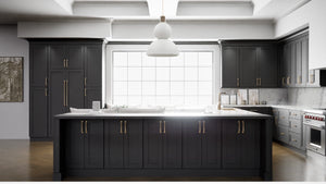 Fashion Black ( Maple | Plain Cut [ Full Overlay • Satin • Painted ] - 10' X 10' Kitchen Cabinet ) | Assembled In USA