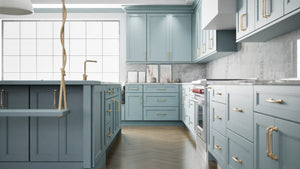 Fashion Mountain Stream ( Maple | Plain Cut [ Full Overlay • Satin • Painted ] - 10' X 10' Kitchen Cabinet ) | Assembled In USA
