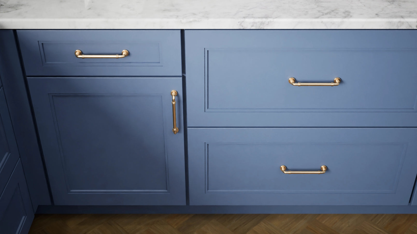 Fashion Ocean ( Maple | Plain Cut [ Full Overlay • Satin • Painted ] - 10' X 10' Kitchen Cabinet ) | Assembled In USA