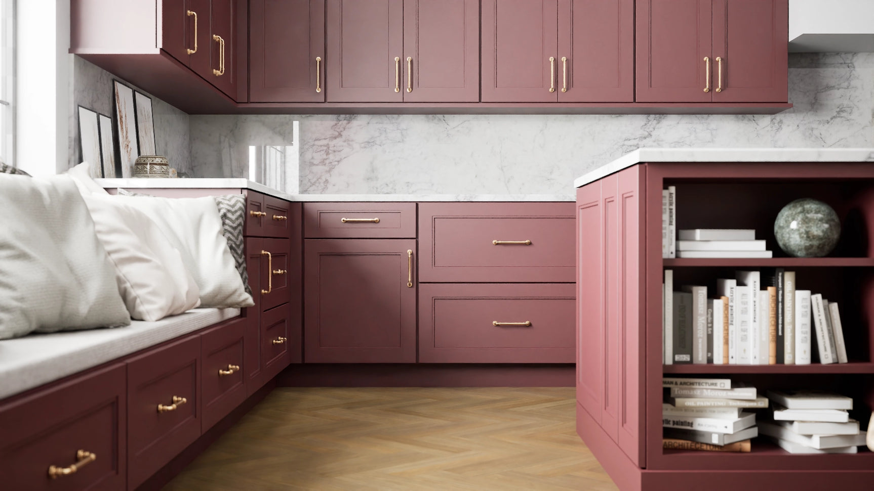 Fashion Rumors ( Maple | Plain Cut [ Full Overlay • Satin • Painted ] - 10' X 10' Kitchen Cabinet ) | Assembled In USA