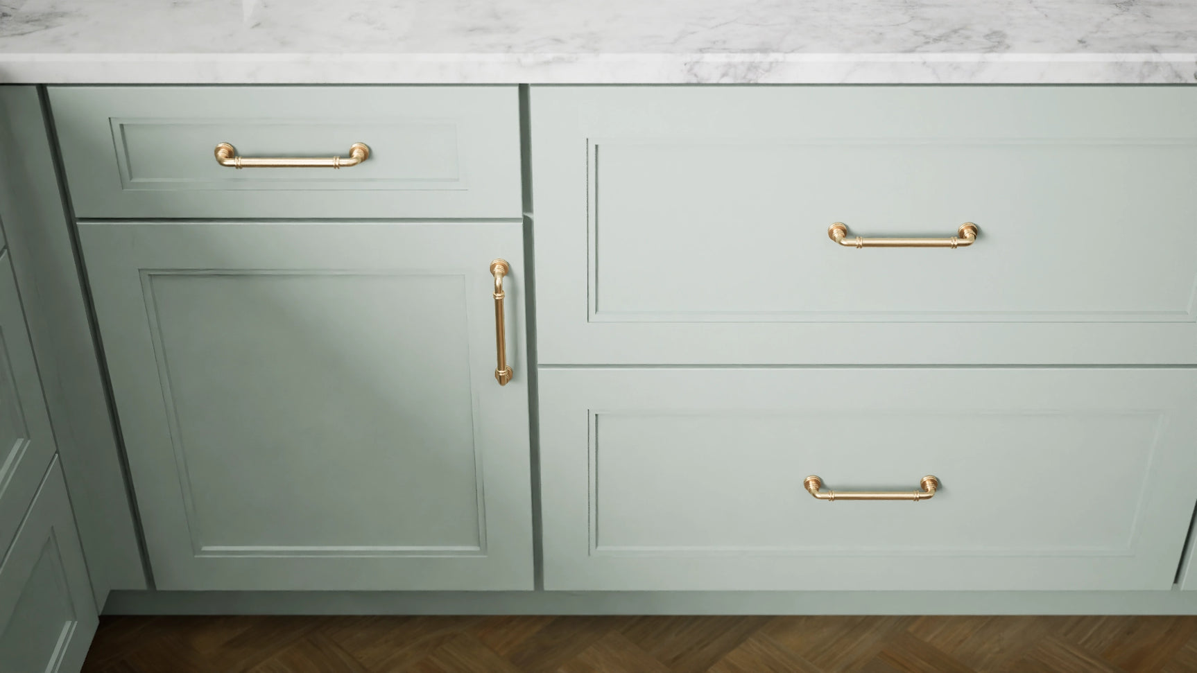 Fashion Sage ( Maple | Plain Cut [ Full Overlay • Satin • Painted ] - 10' X 10' Kitchen Cabinet ) | Assembled In USA