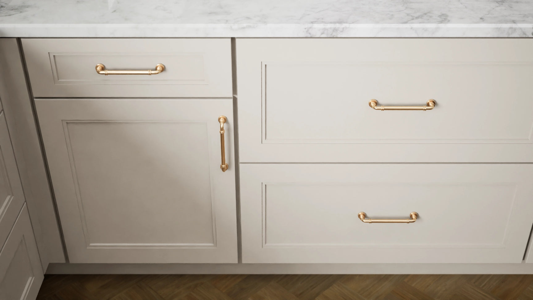 Fashion Sahara ( Maple | Plain Cut [ Full Overlay • Satin • Painted ] - 10' X 10' Kitchen Cabinet ) | Assembled In USA
