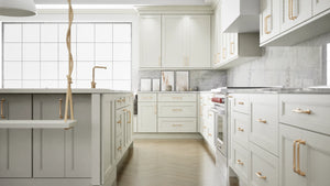 Fashion Sleek White ( Maple | Plain Cut [ Full Overlay • Satin • Painted ] - 10' X 10' Kitchen Cabinet ) | Assembled In USA