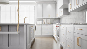 Fashion White ( Maple | Plain Cut [ Full Overlay • Satin • Painted ] - 10' X 10' Kitchen Cabinet ) | Assembled In USA