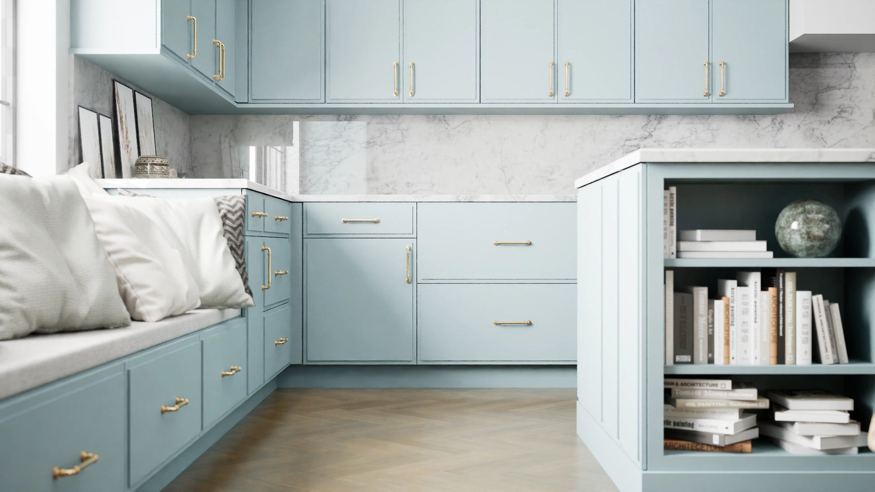 Highland Mountain Stream ( MDF | Compressed [ Frameless • Satin • Painted ] - 10' X 10' Kitchen Cabinet ) | Assembled In USA