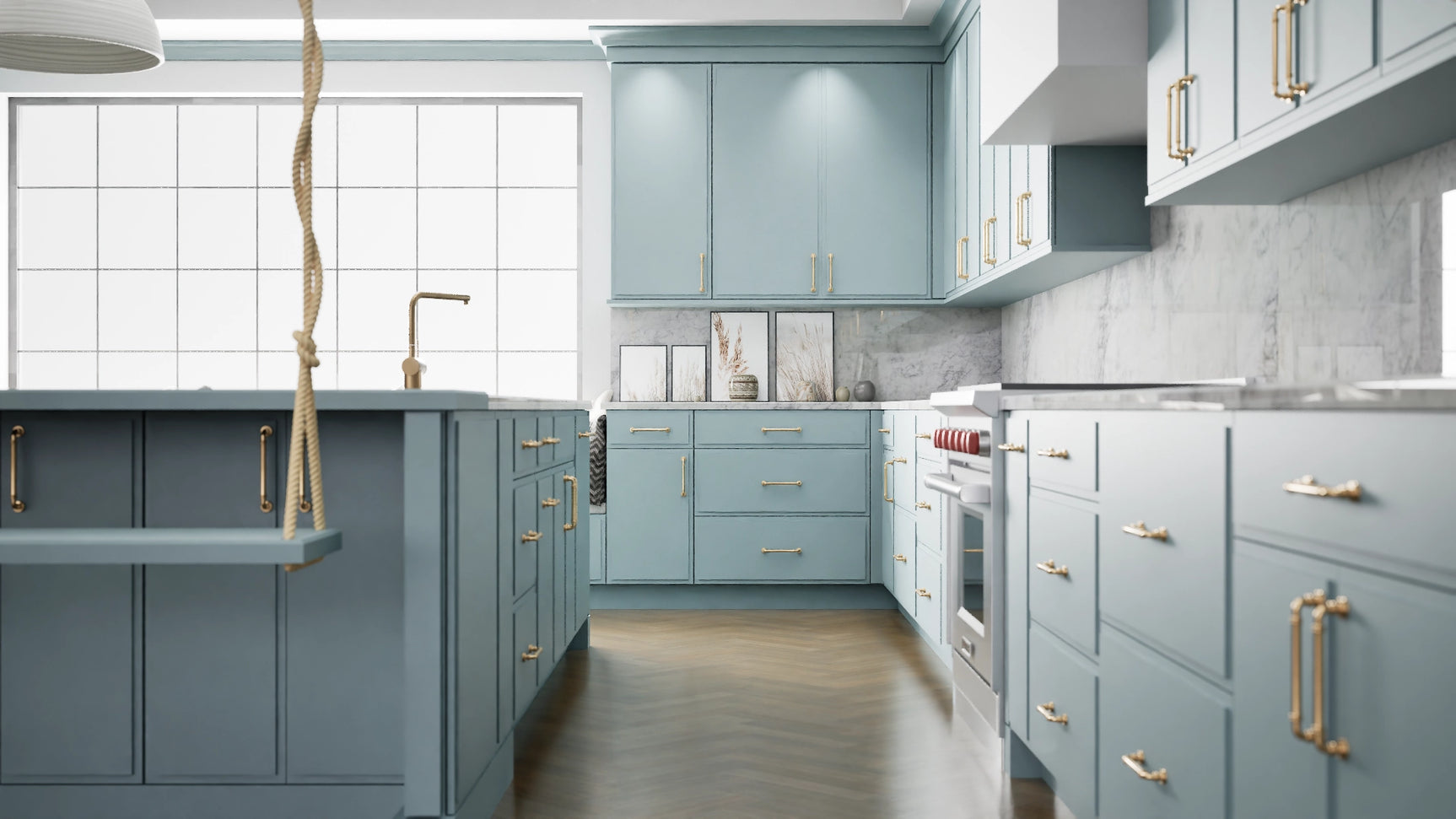 Highland Mountain Stream ( MDF | Compressed [ Frameless • Satin • Painted ] - 10' X 10' Kitchen Cabinet ) | Assembled In USA