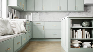 Highland Sage ( MDF | Compressed [ Frameless • Satin • Painted ] - 10' X 10' Kitchen Cabinet ) | Assembled In USA
