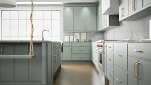 Highland Sage ( MDF | Compressed [ Frameless • Satin • Painted ] - 10' X 10' Kitchen Cabinet ) | Assembled In USA