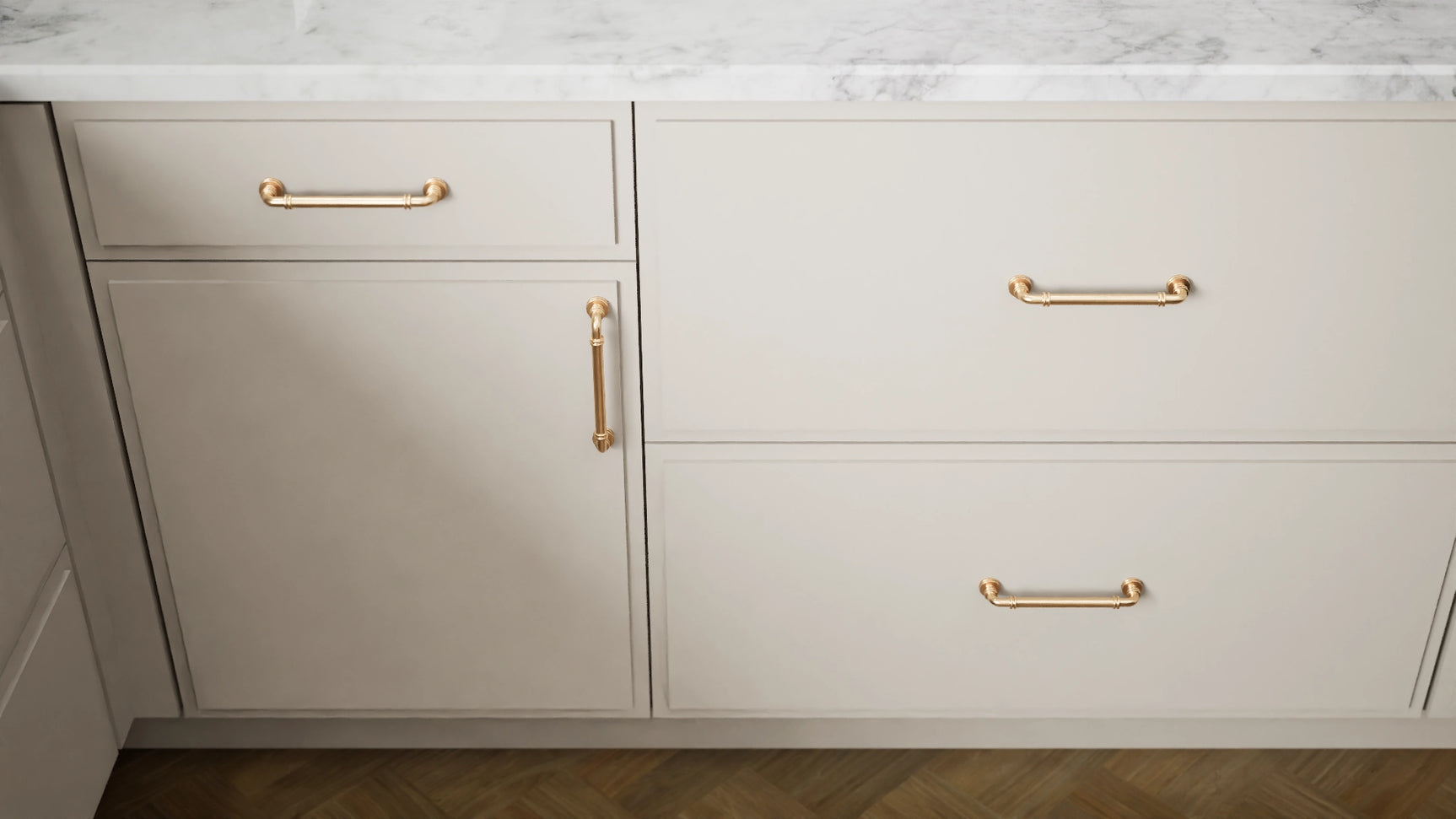 Highland Sahara ( MDF | Compressed [ Frameless • Satin • Painted ] - 10' X 10' Kitchen Cabinet ) | Assembled In USA