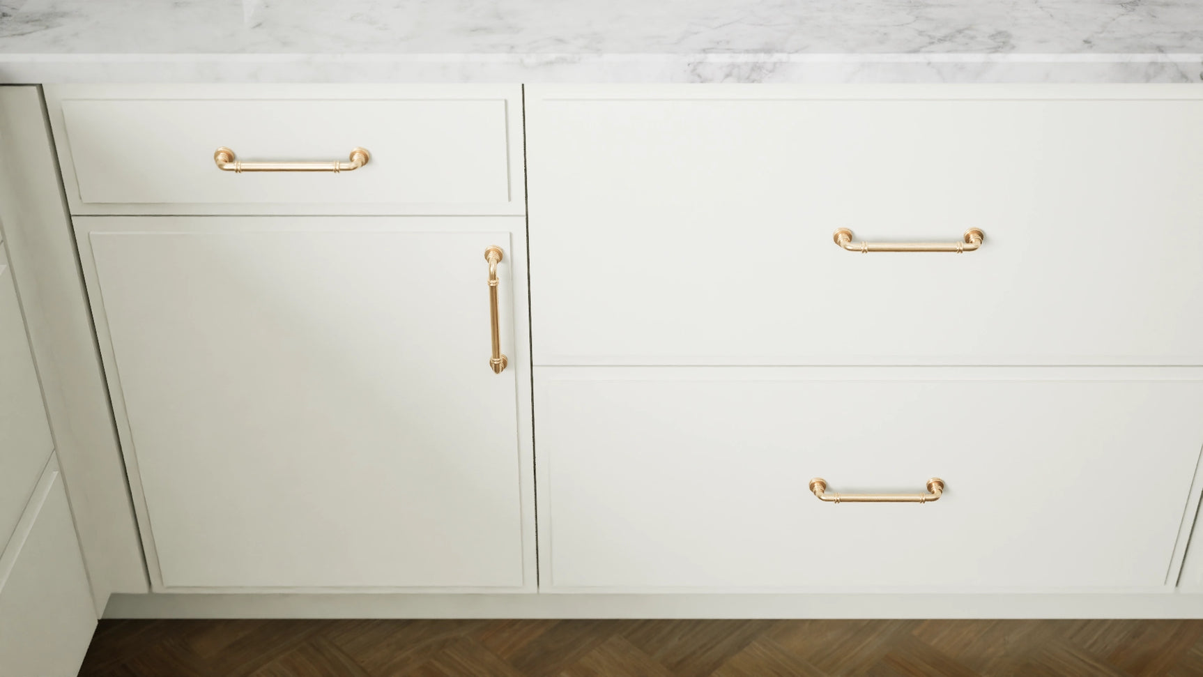 Highland Sleek White ( MDF | Compressed [ Frameless • Satin • Painted ] - 10' X 10' Kitchen Cabinet ) | Assembled In USA