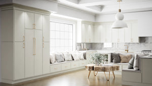 Highland Sleek White ( MDF | Compressed [ Frameless • Satin • Painted ] - 10' X 10' Kitchen Cabinet ) | Assembled In USA