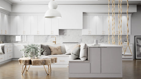 Highland White ( MDF | Compressed [ Frameless • Satin • Painted ] - 10' X 10' Kitchen Cabinet ) | Assembled In USA