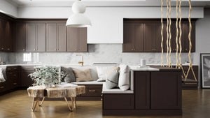 Luxor Espresso ( Maple | Plain Cut [ Partial Overlay • Satin • Stained ] - 10' X 10' Kitchen Cabinet ) | Assembled In USA