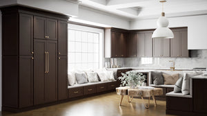 Luxor Espresso ( Maple | Plain Cut [ Partial Overlay • Satin • Stained ] - 10' X 10' Kitchen Cabinet ) | Assembled In USA