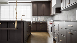 Luxor Espresso ( Maple | Plain Cut [ Partial Overlay • Satin • Stained ] - 10' X 10' Kitchen Cabinet ) | Assembled In USA
