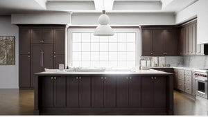 Luxor Espresso ( Maple | Plain Cut [ Partial Overlay • Satin • Stained ] - 10' X 10' Kitchen Cabinet ) | Assembled In USA