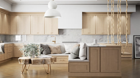 Luxor Harvest ( Maple | Plain Cut [ Partial Overlay • Satin • Stained ] - 10' X 10' Kitchen Cabinet ) | Assembled In USA