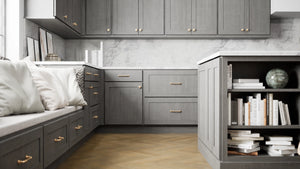 Luxor Smoky Grey ( Maple | Plain Cut [ Partial Overlay • Satin • Stained ] - 10' X 10' Kitchen Cabinet ) | Assembled In USA